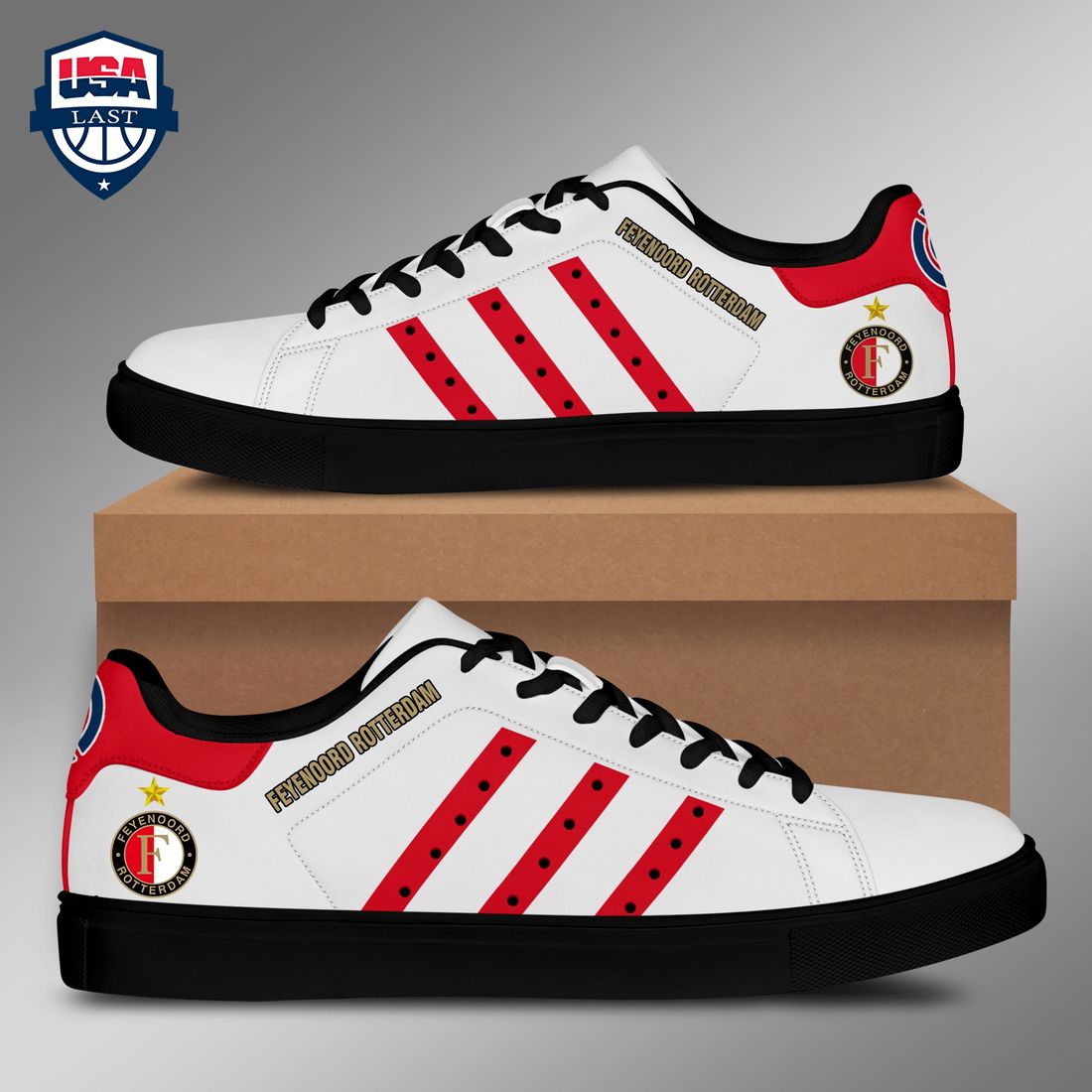 Feyenoord Rotterdam Red Stripes Stan Smith Low Top Shoes