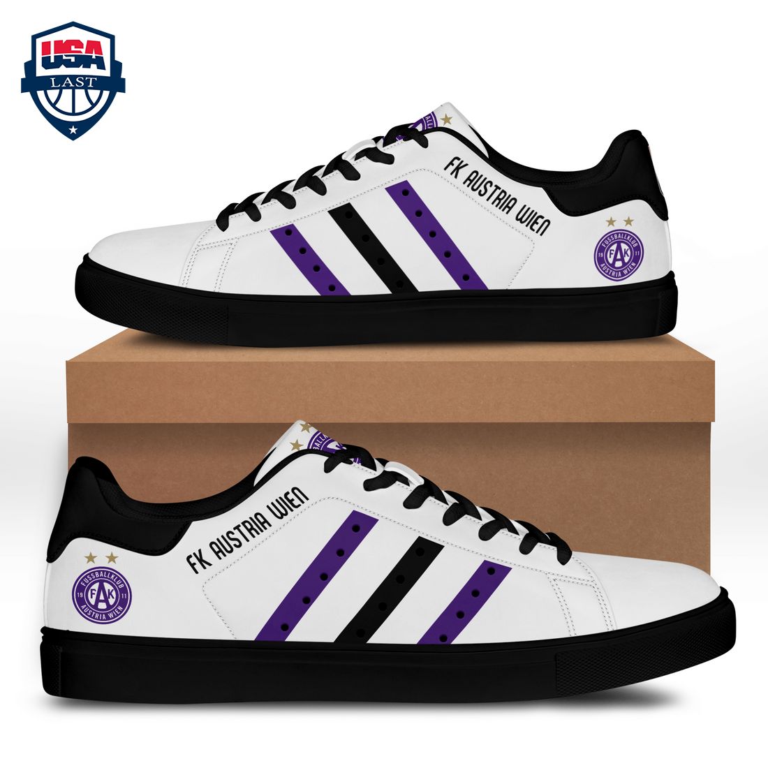 FK Austria Wien Purple Black Stripes Style 1 Stan Smith Low Top Shoes