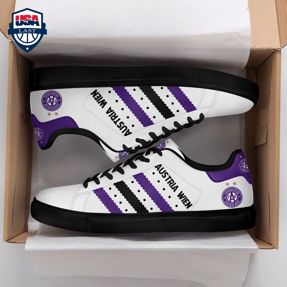 FK Austria Wien Purple Black Stripes Style 2 Stan Smith Low Top Shoes