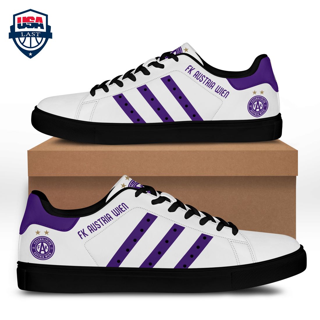 FK Austria Wien Purple Stripes Style 1 Stan Smith Low Top Shoes
