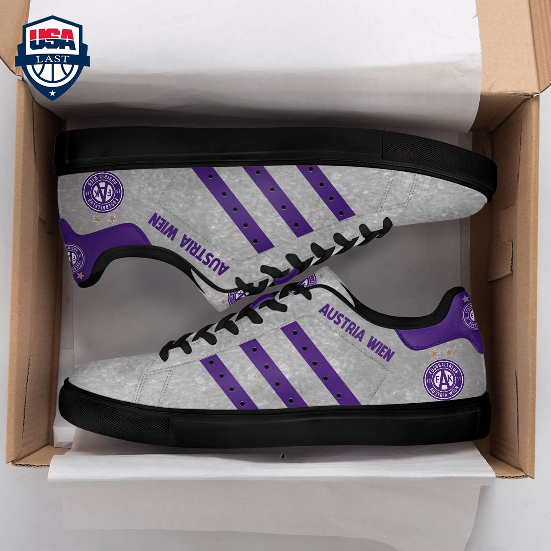FK Austria Wien Purple Stripes Style 6 Stan Smith Low Top Shoes - Stunning