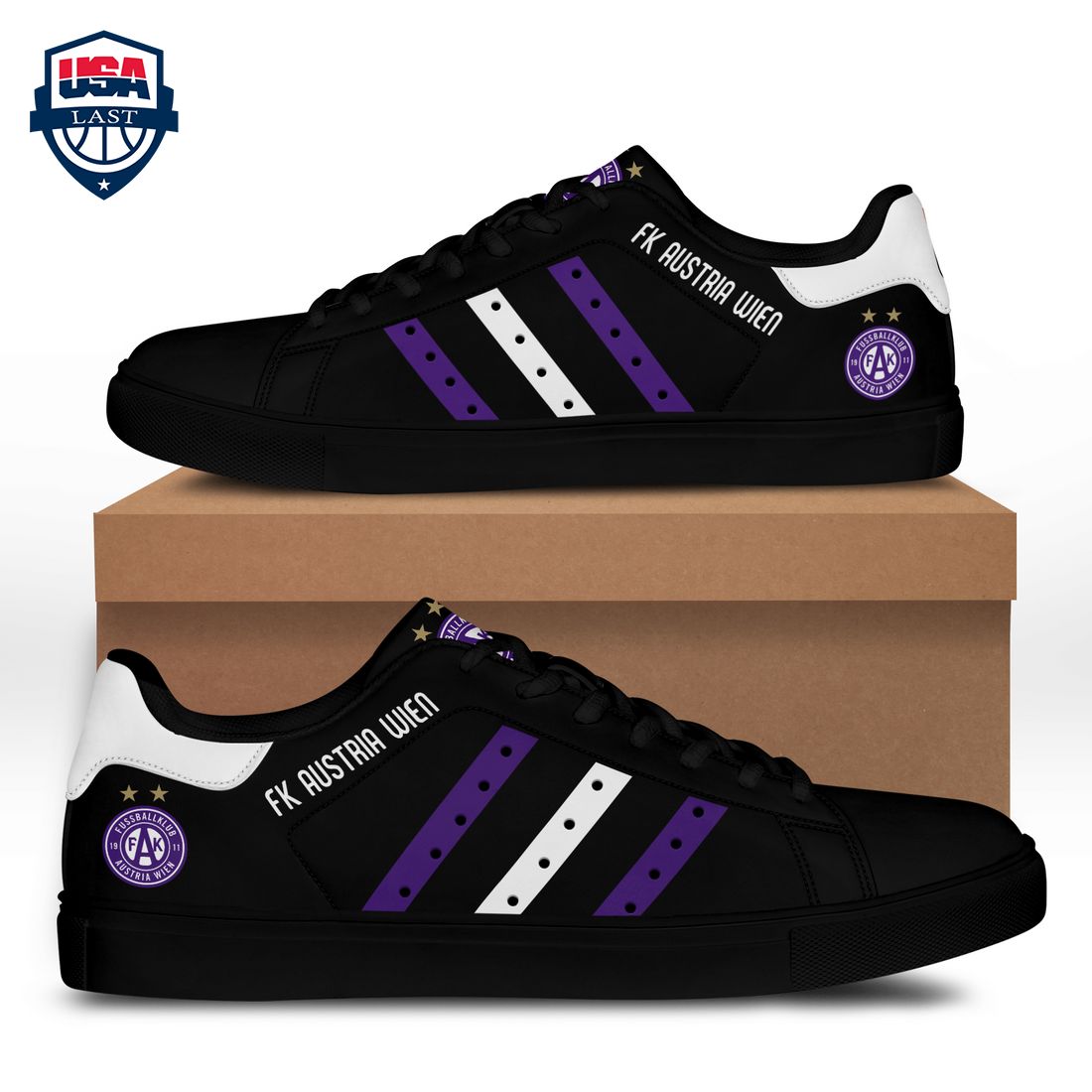 FK Austria Wien Purple White Stripes Style 1 Stan Smith Low Top Shoes