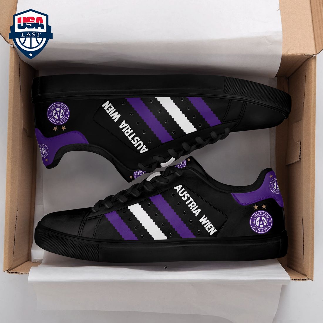 FK Austria Wien Purple White Stripes Style 2 Stan Smith Low Top Shoes