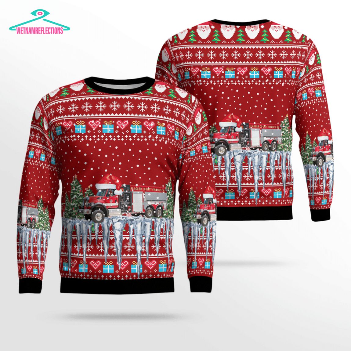 Florida Flagler County Fire Rescue 3D Christmas Sweater
