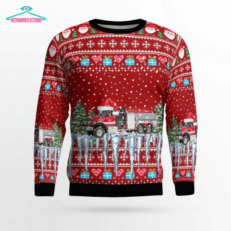 Florida Flagler County Fire Rescue 3D Christmas Sweater - Cutting dash