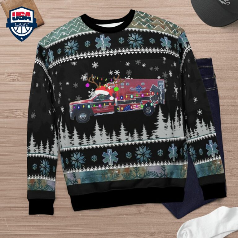Fountain County EMS 3D Christmas Sweater - You look so healthy and fit