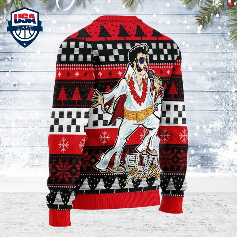 Gearhomie Elvis Fatley Meme Ugly Christmas Sweater - You look lazy