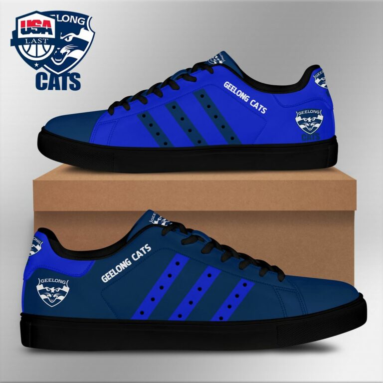 Geelong Cats Blue Navy Stripes Stan Smith Low Top Shoes - Long time
