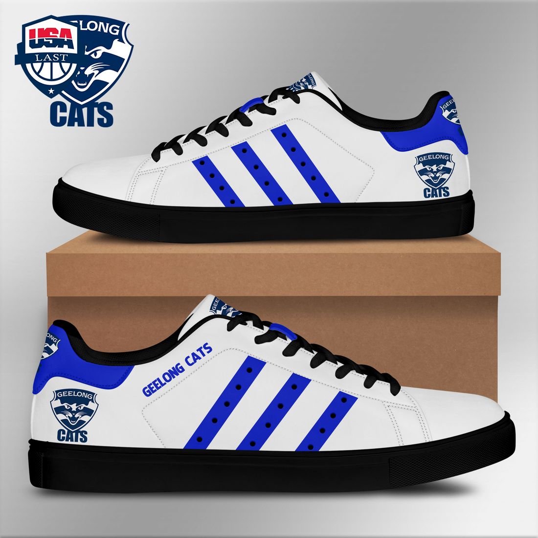 Geelong Cats Blue Stripes Style 1 Stan Smith Low Top Shoes