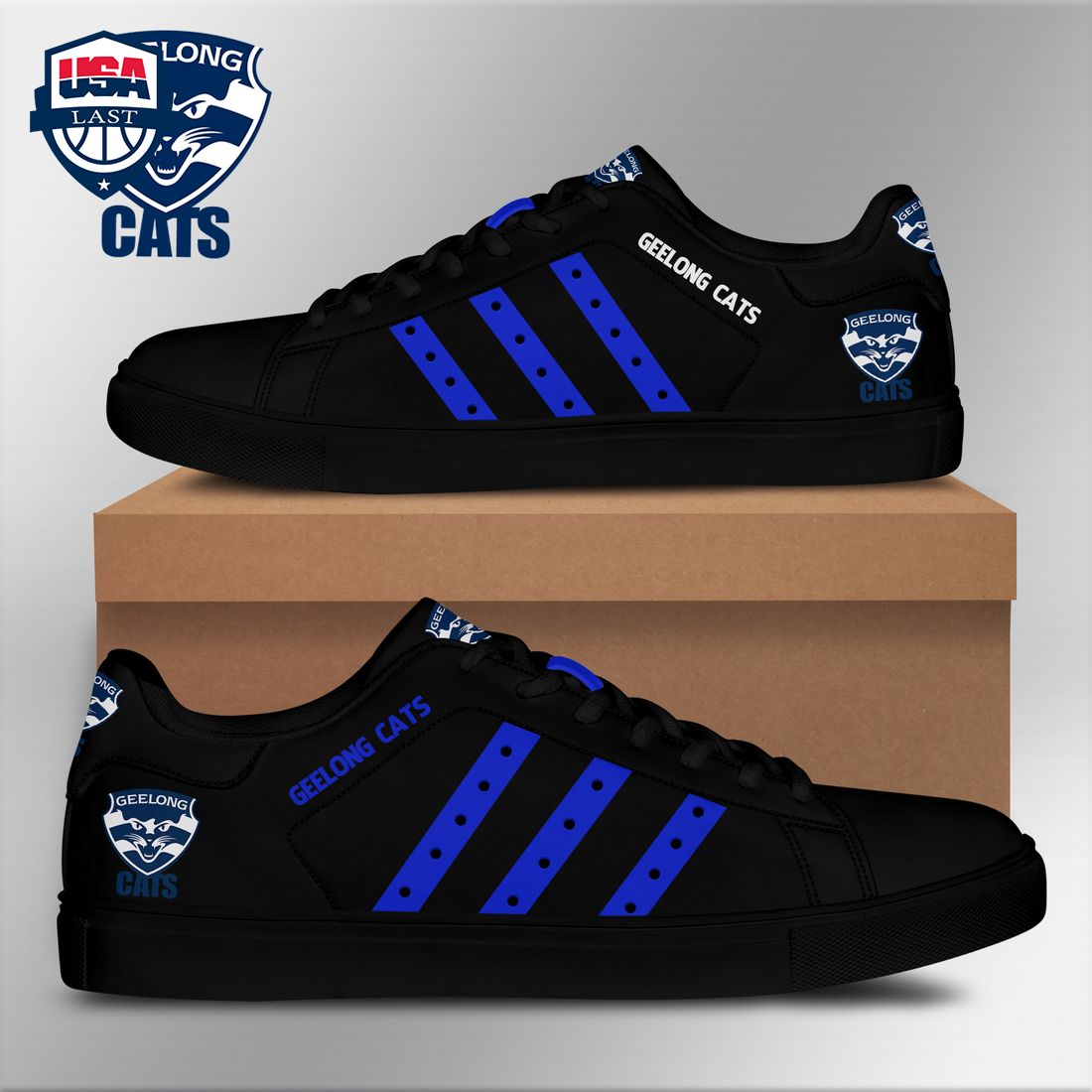 Geelong Cats Blue Stripes Style 2 Stan Smith Low Top Shoes