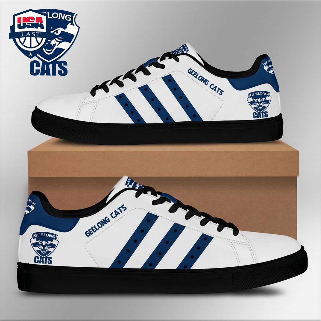 Geelong Cats Navy Stripes Stan Smith Low Top Shoes