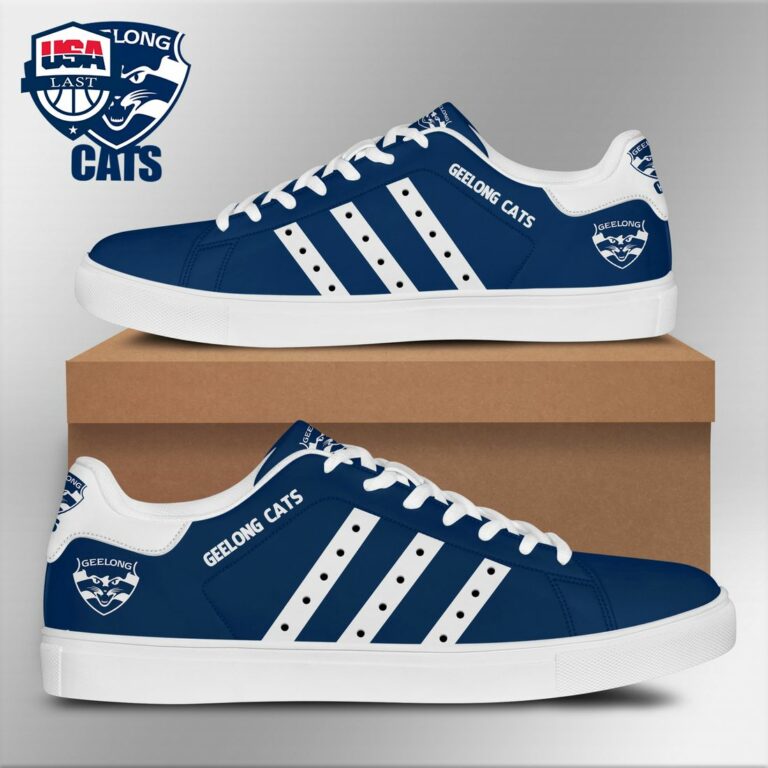 Geelong Cats White Stripes Stan Smith Low Top Shoes - Elegant picture.