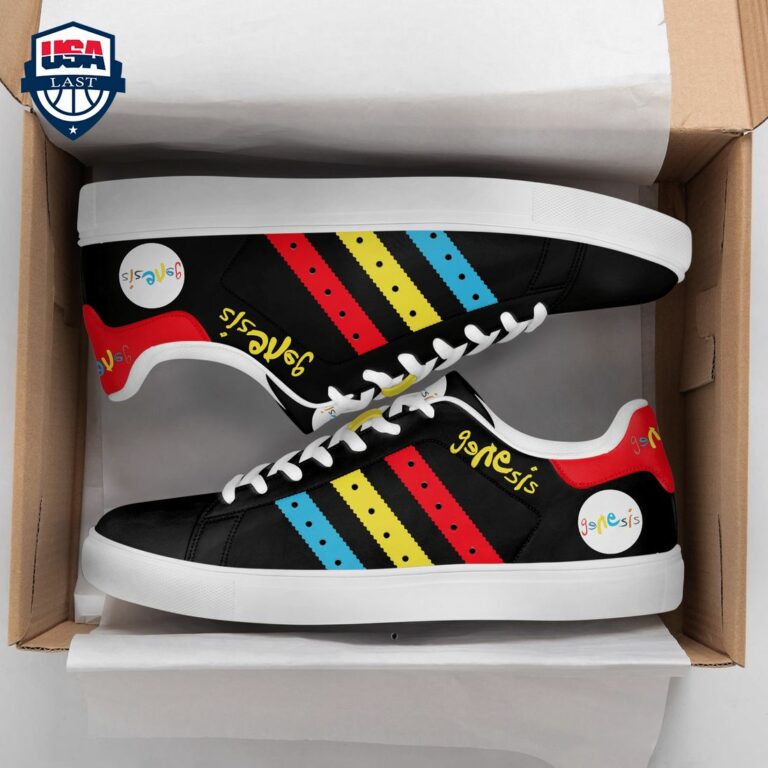 Genesis Red Yellow Aqua Blue Stripes Stan Smith Low Top Shoes - Stand easy bro