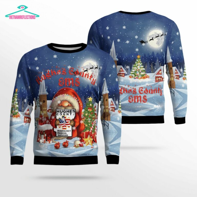 Gnome Hughes County EMS Ver 1 3D Christmas Sweater - Natural and awesome