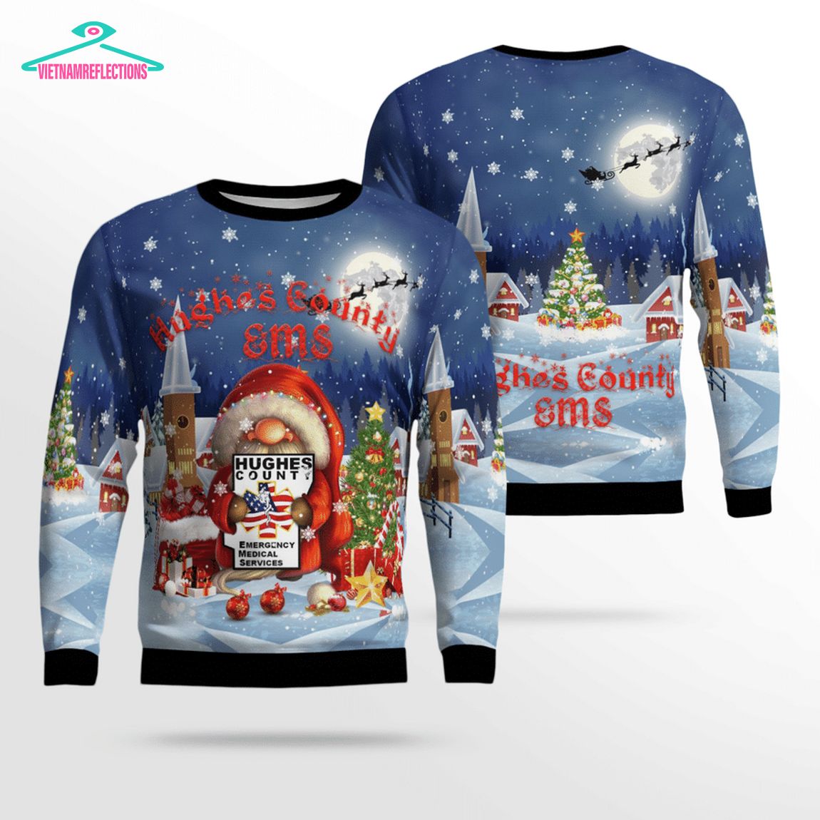 Gnome Hughes County EMS Ver 1 3D Christmas Sweater