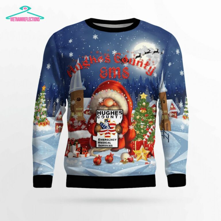 Gnome Hughes County EMS Ver 1 3D Christmas Sweater - Good click