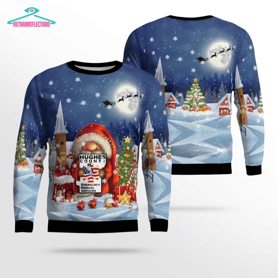 Gnome Hughes County EMS Ver 2 3D Christmas Sweater