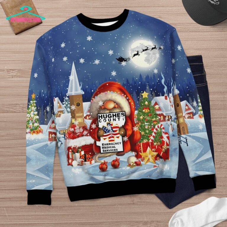 Gnome Hughes County EMS Ver 2 3D Christmas Sweater - Pic of the century