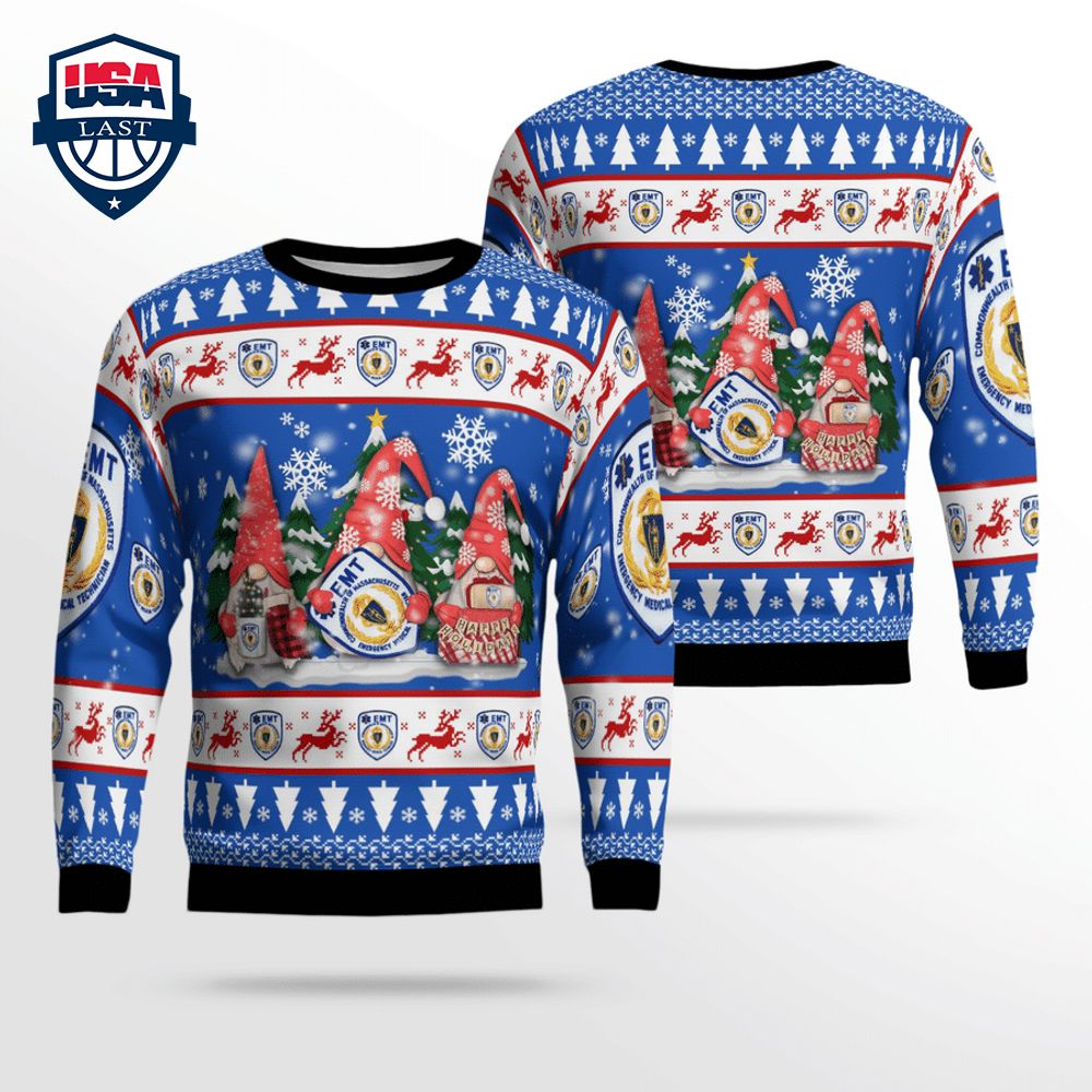 Gnome Massachusetts EMT 3D Christmas Sweater