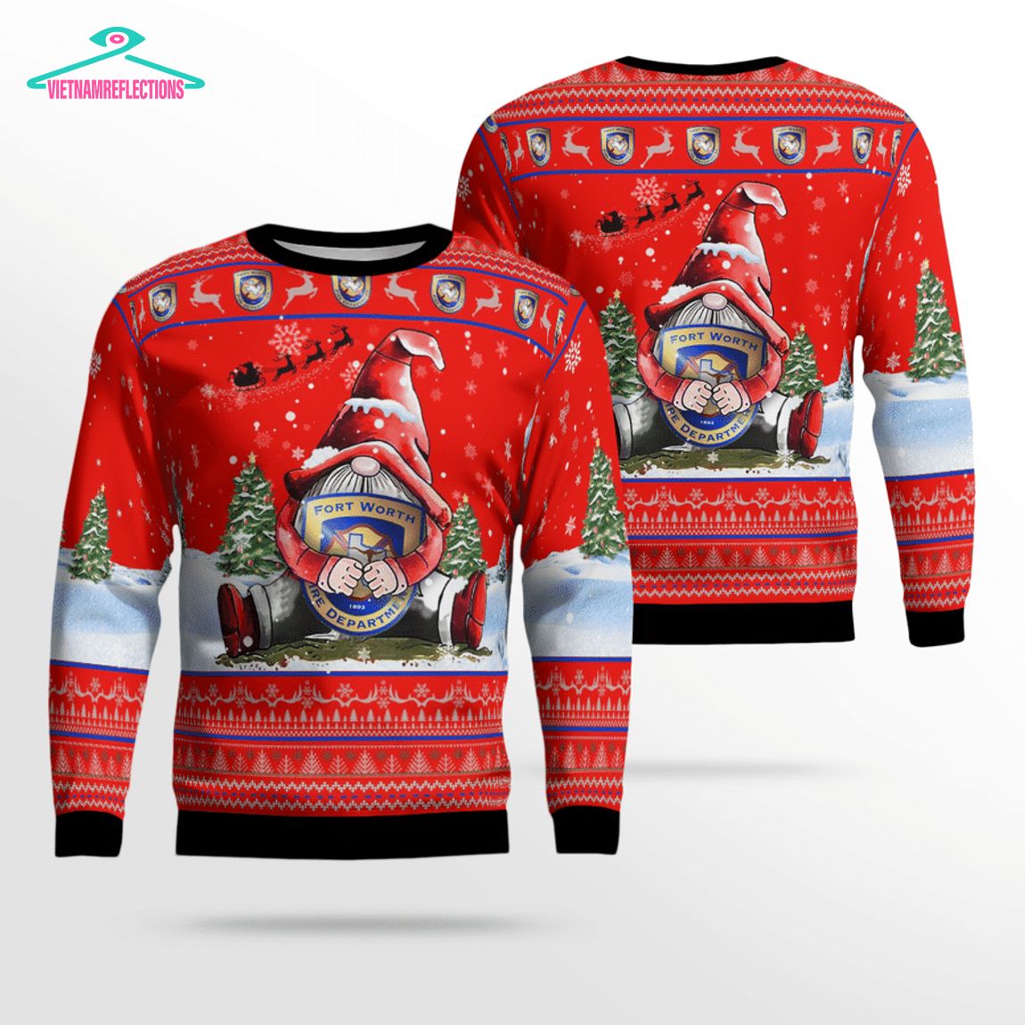 Gnome Texas Fort Worth Fire Department Ver 2 3D Christmas Sweater