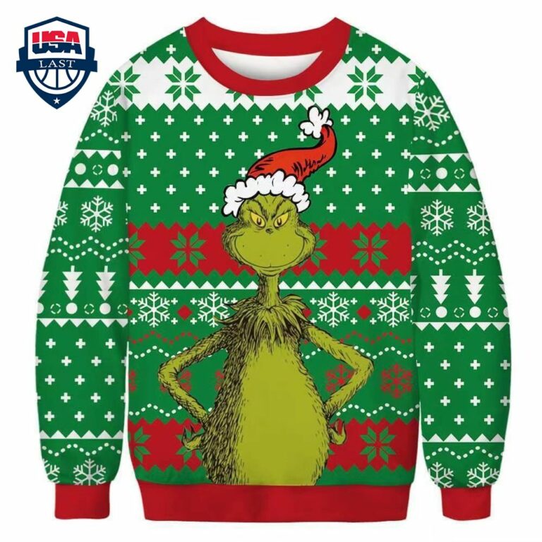 Grinch Wear Santa Hat Ugly Christmas Sweater - Coolosm