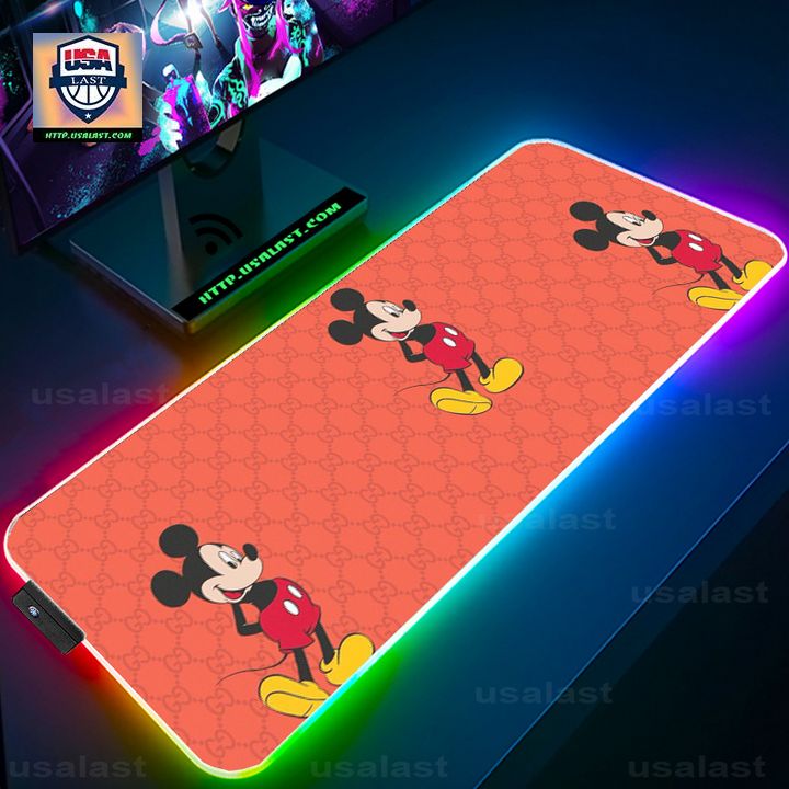 New Gucci Mickey Mouse Red Background RGB Mouse Pad