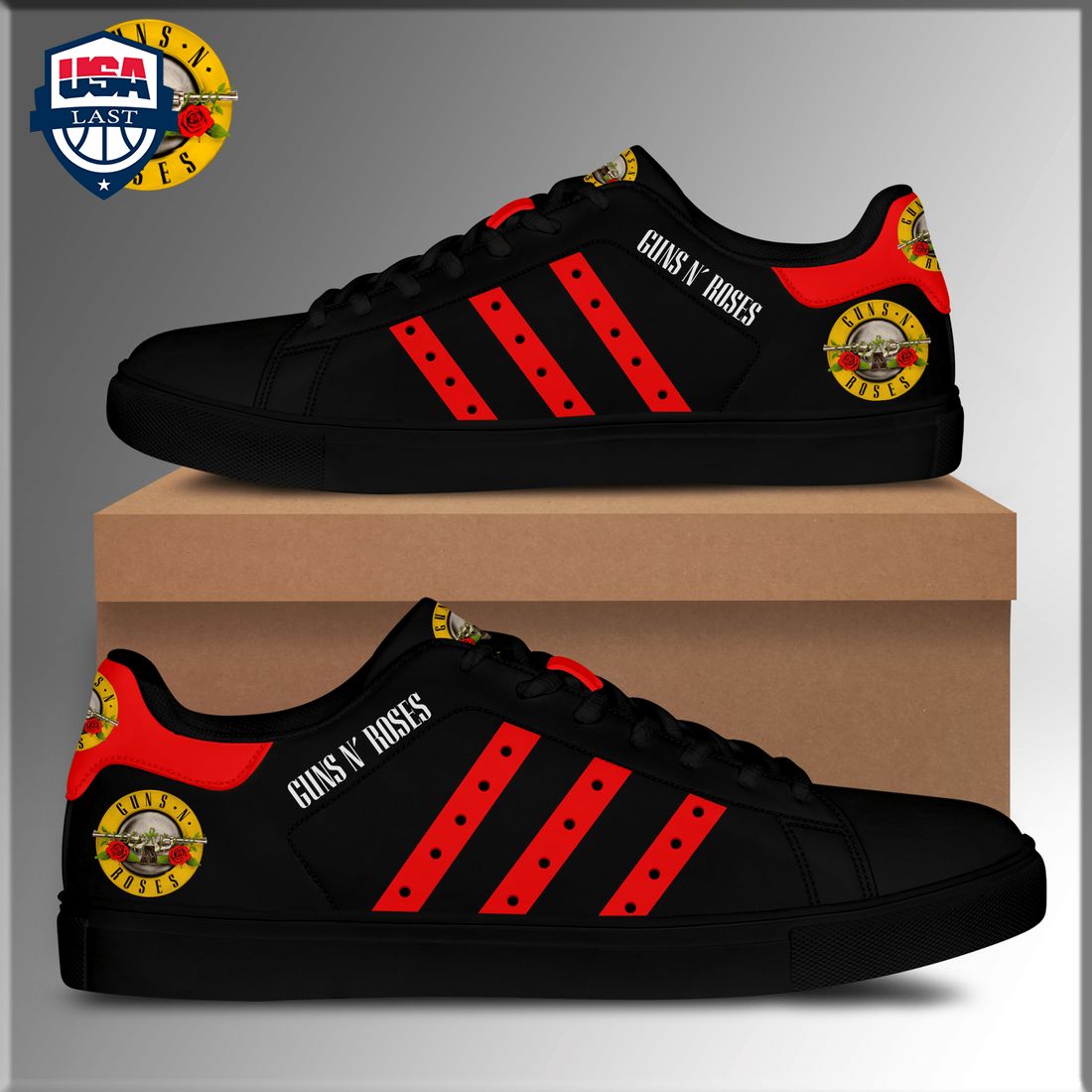 Guns N' Roses Red Stripes Style 1 Stan Smith Low Top Shoes - Rocking picture