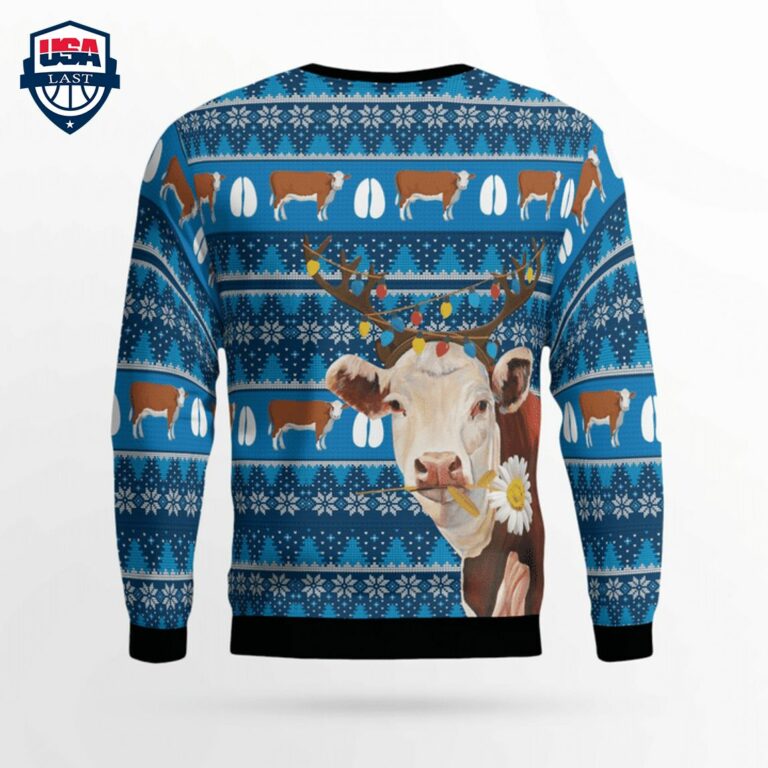 Hereford Cattle Christmas Light 3D Christmas Sweater - Such a charming picture.