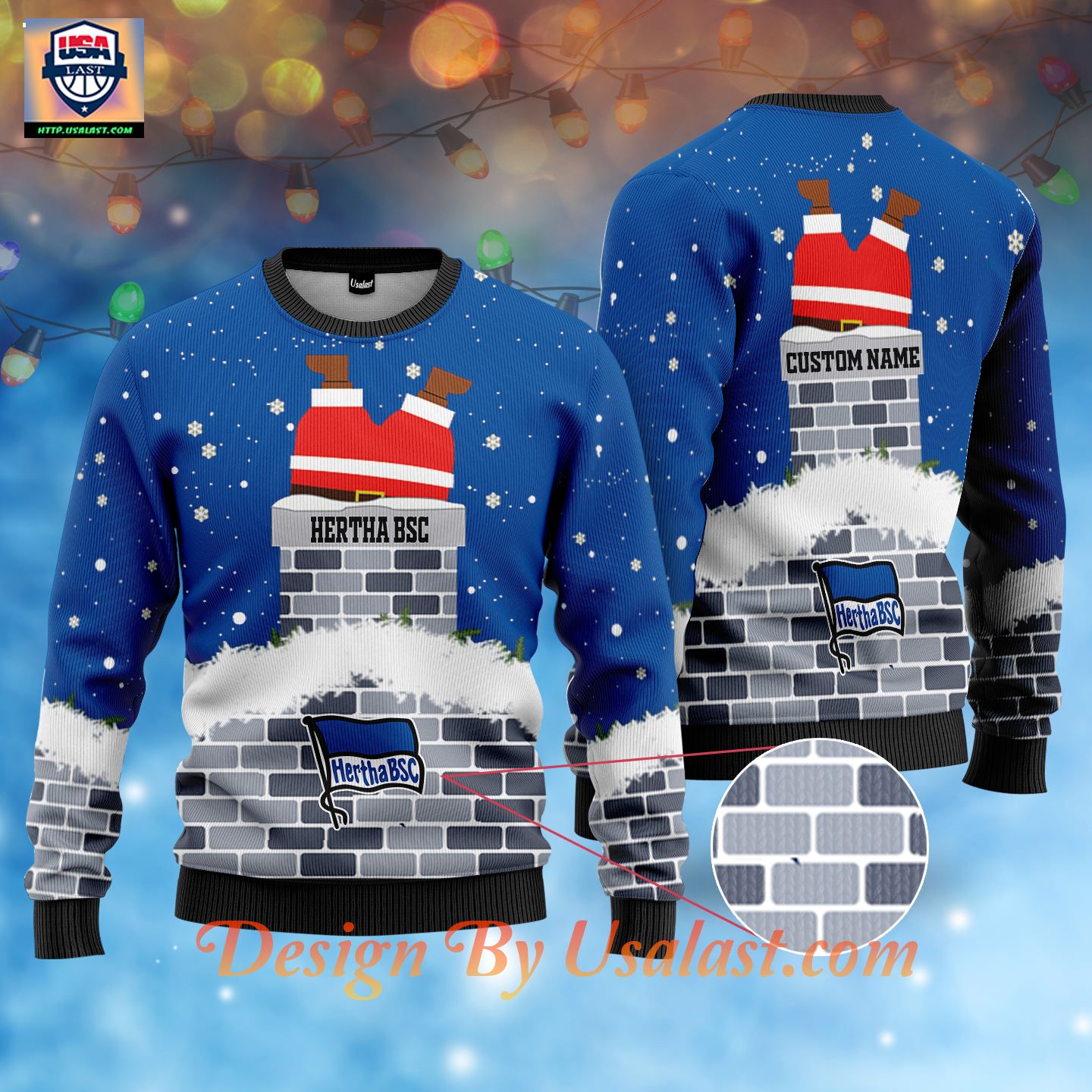 Shopping Hertha BSC Custom Name Ugly Christmas Sweater – Blue Version