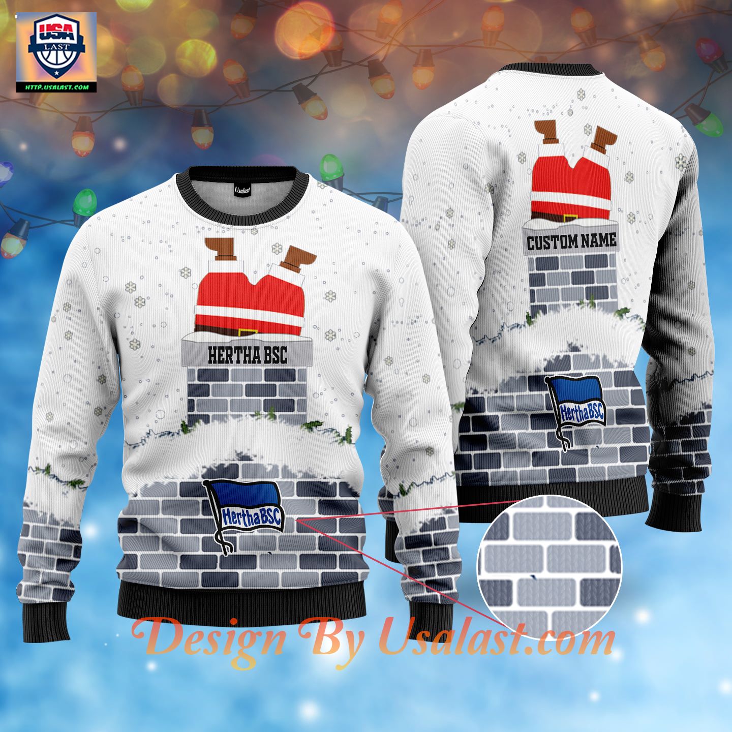 Shopping Hertha BSC Custom Name Ugly Christmas Sweater – White Version