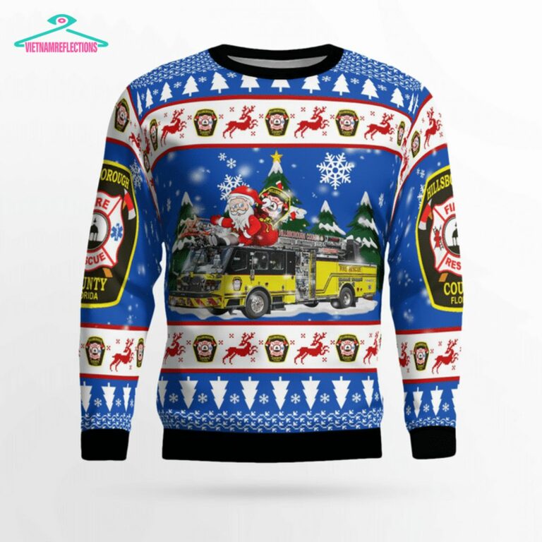 Hillsborough County Fire Department 3D Christmas Sweater - Nice elegant click