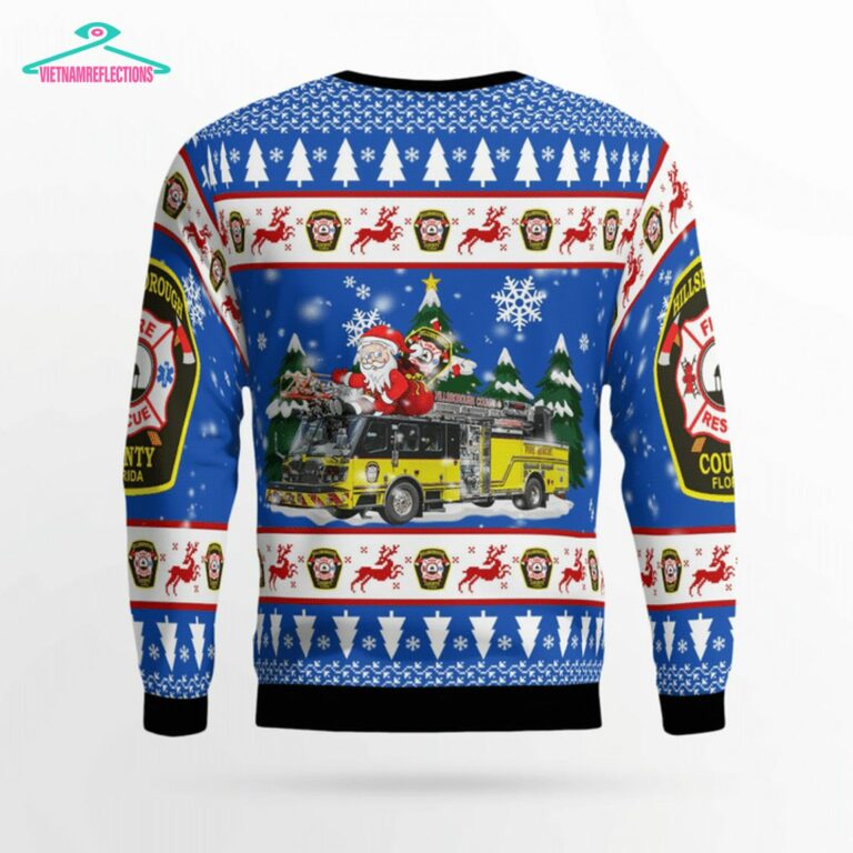 Hillsborough County Fire Department 3D Christmas Sweater - Sizzling