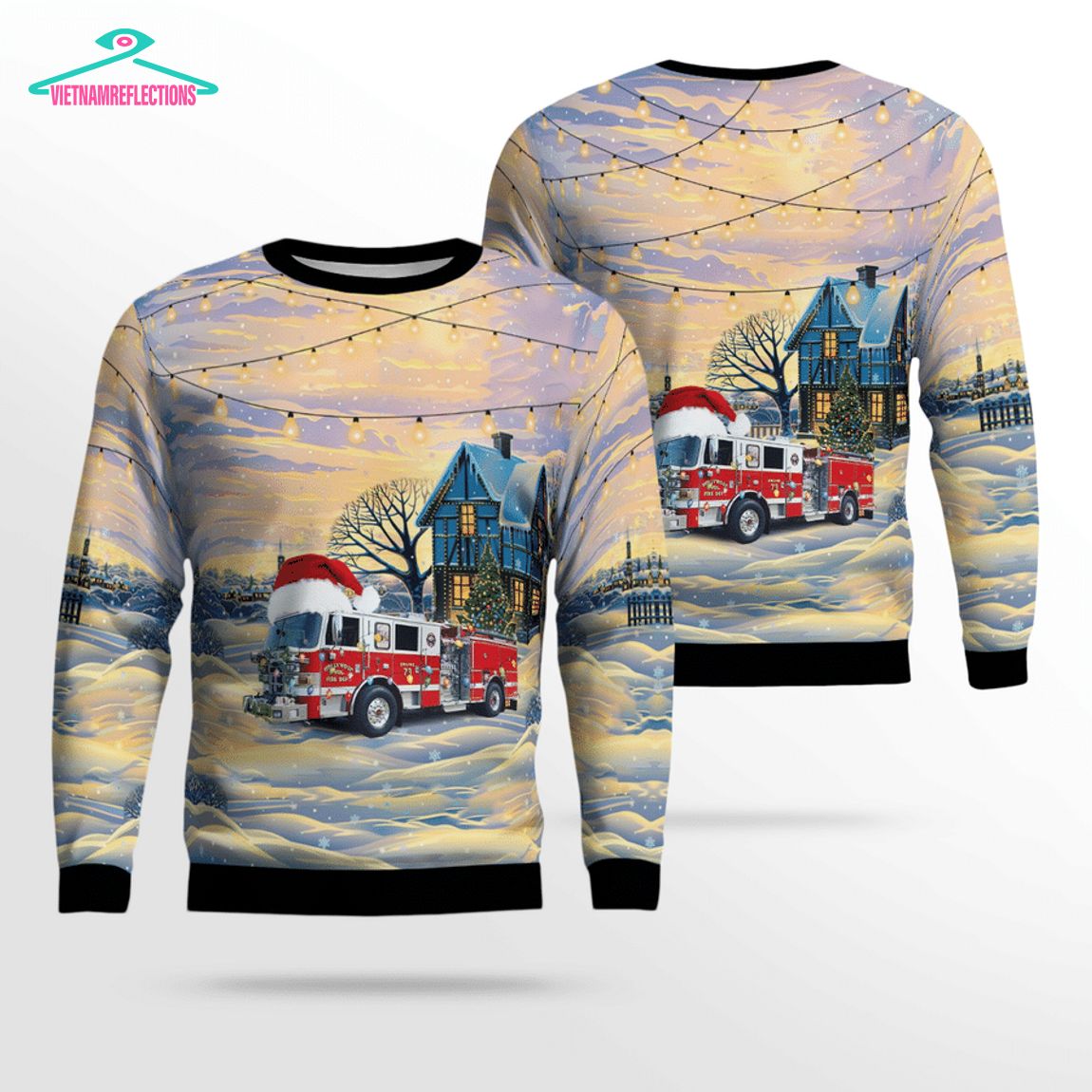 Hollywood Volunteer Fire Department 3D Christmas Sweater