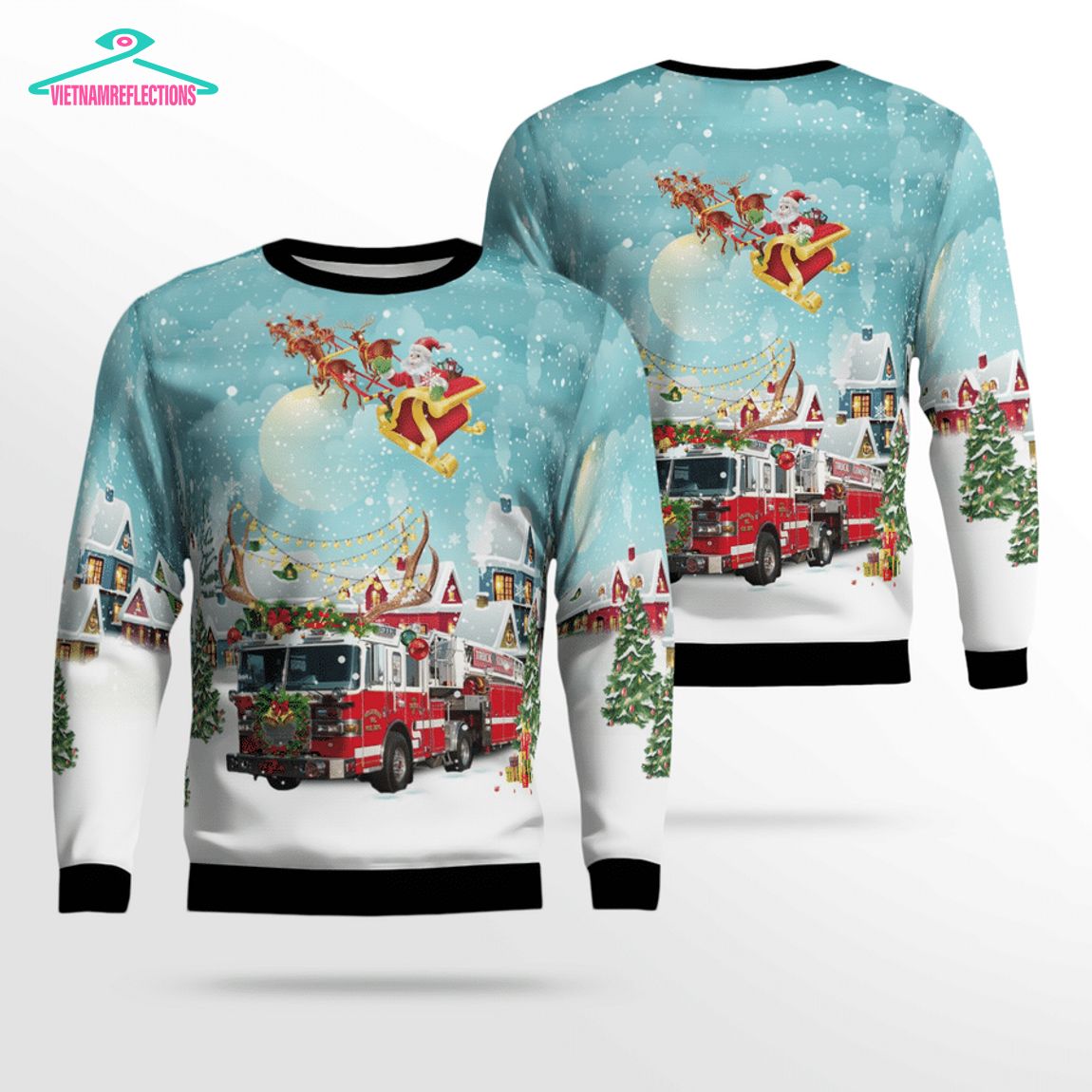 Hollywood Volunteer Fire Department Ver 2 3D Christmas Sweater - Wow, cute pie