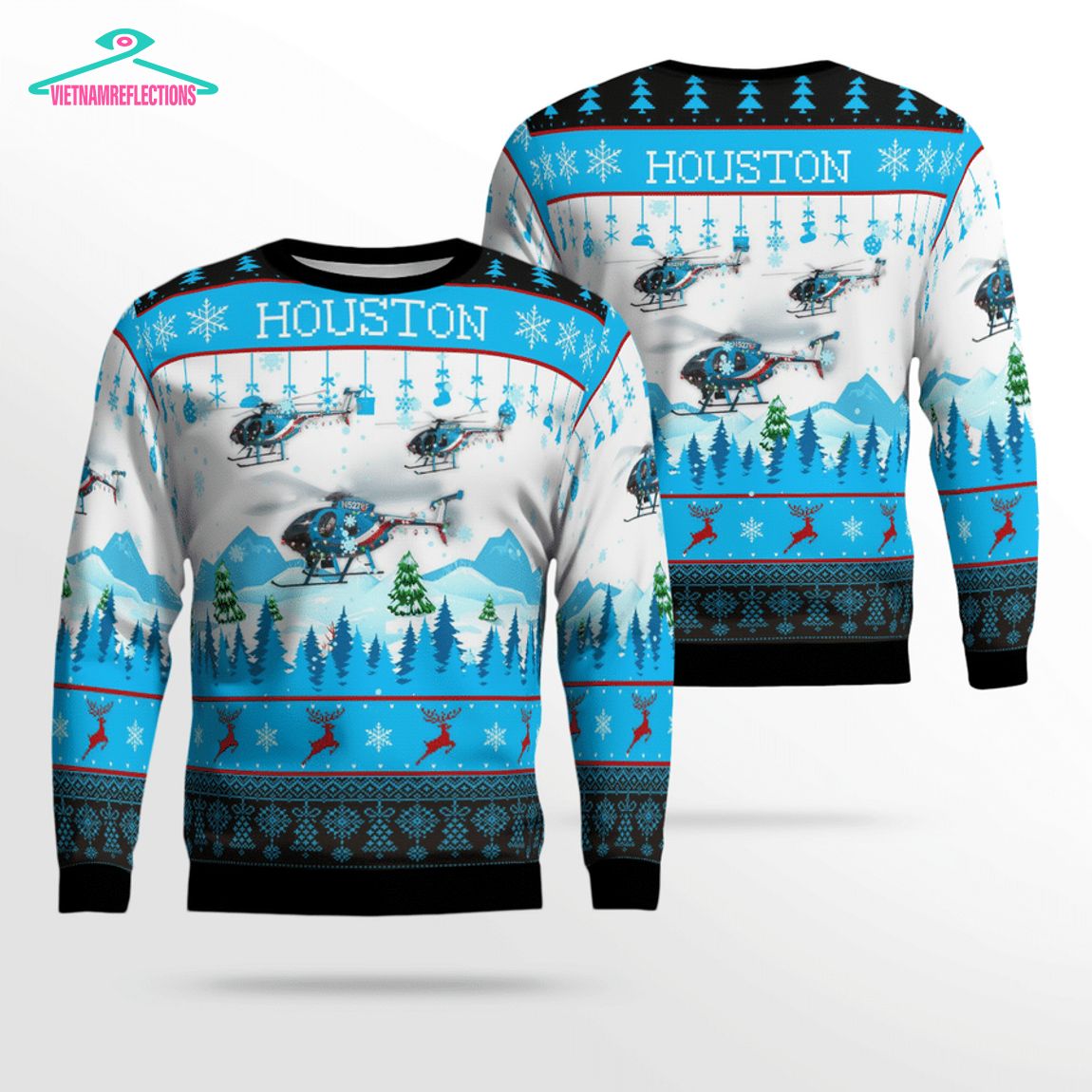 Houston Police Helicopter 78F N5278F 3D Christmas Sweater
