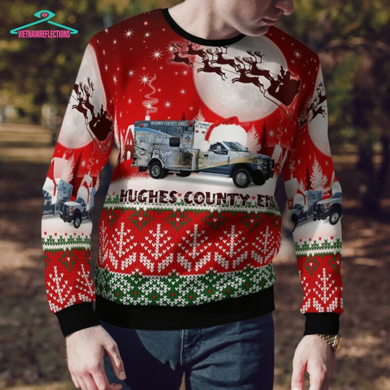 Hughes County EMS Ver 5 3D Christmas Sweater - Nice place and nice picture