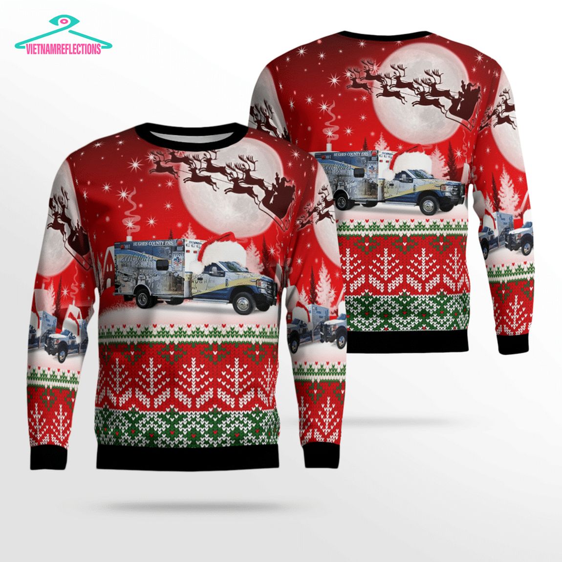 Hughes County EMS Ver 8 3D Christmas Sweater