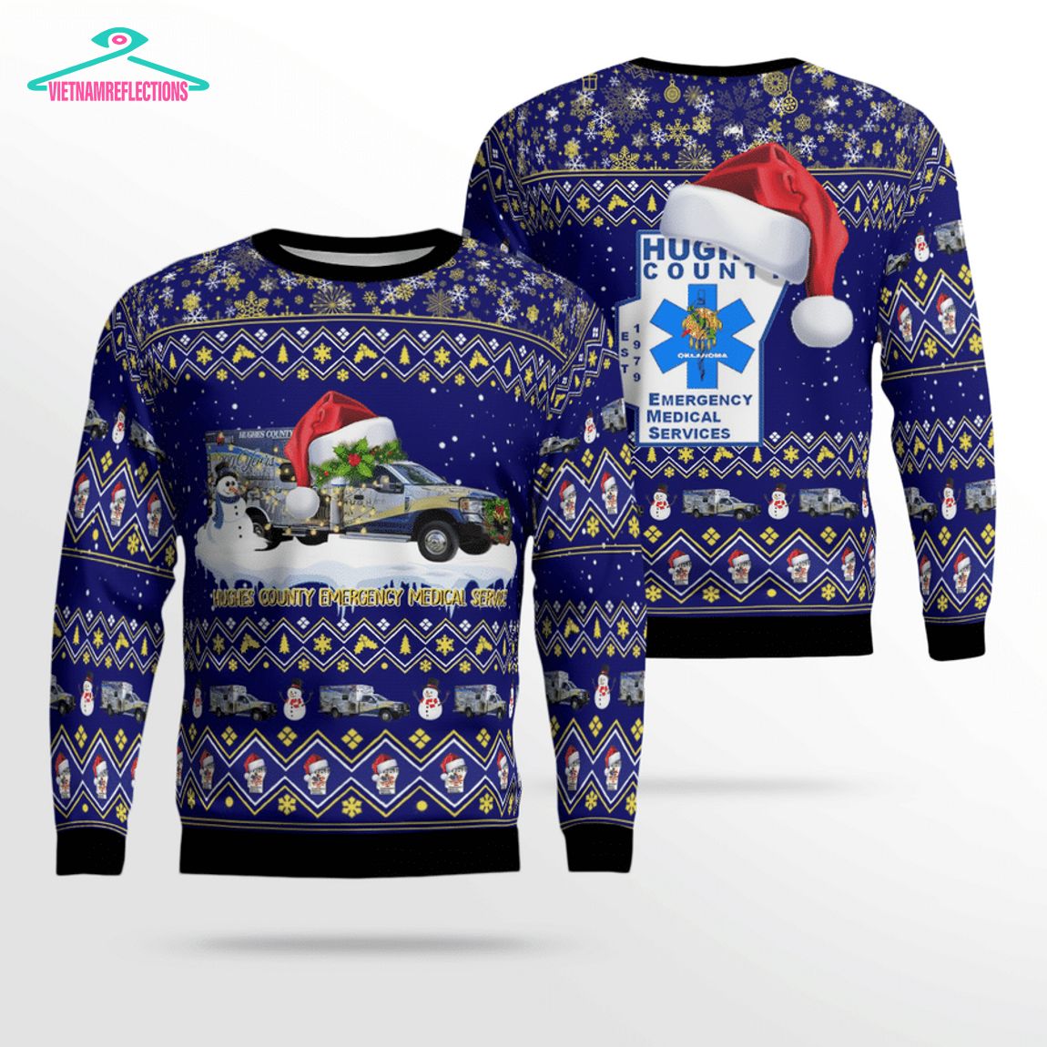 Hughes County EMS Ver 9 3D Christmas Sweater - Natural and awesome