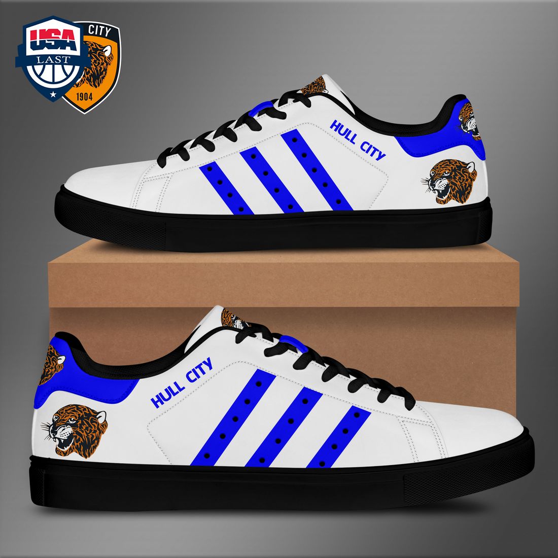 Hull City FC Blue Stripes Stan Smith Low Top Shoes
