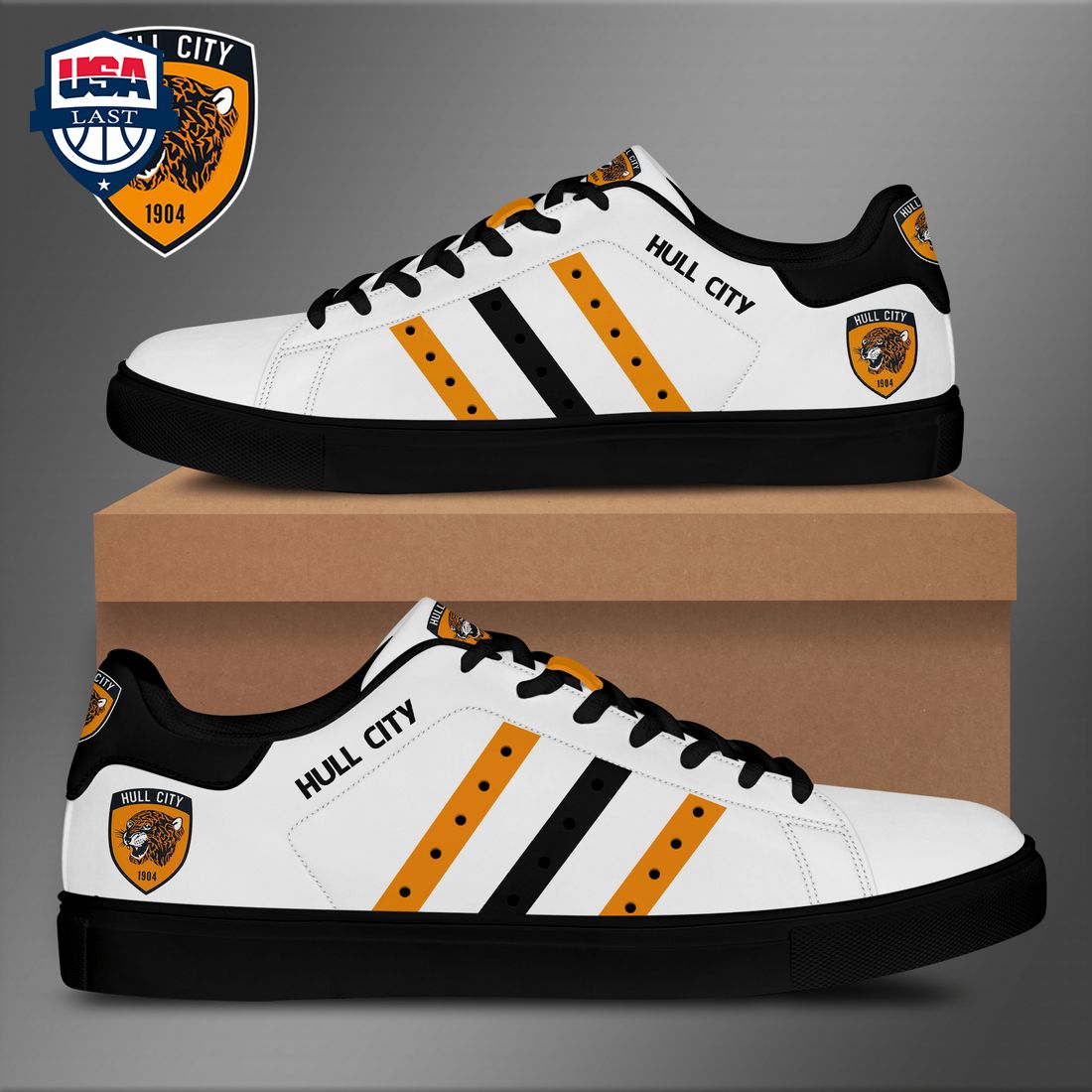 Hull City FC Orange Black Stripes Stan Smith Low Top Shoes