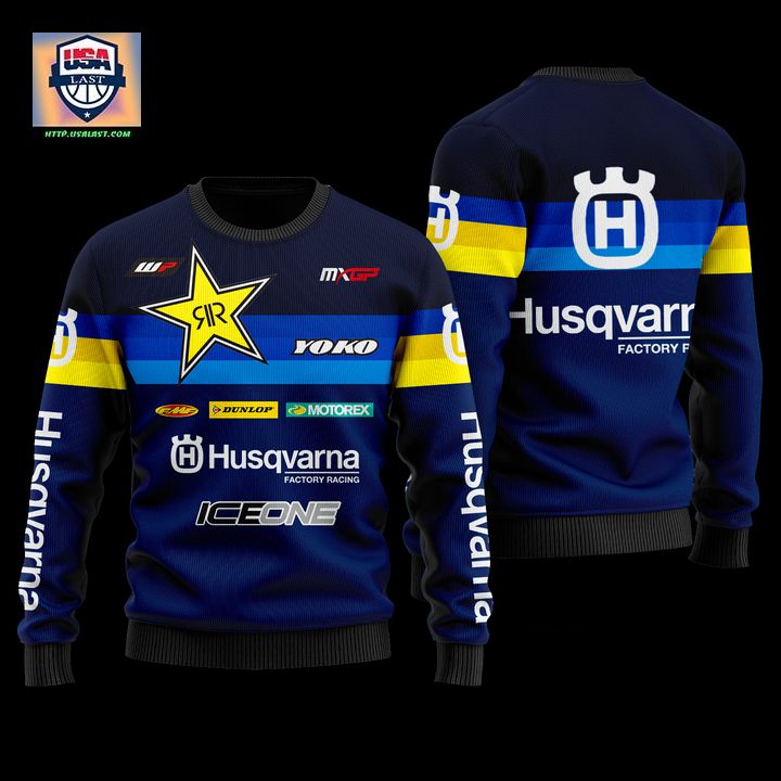 Luxurious Husqvarna Factory Racing Navy Ugly Sweater