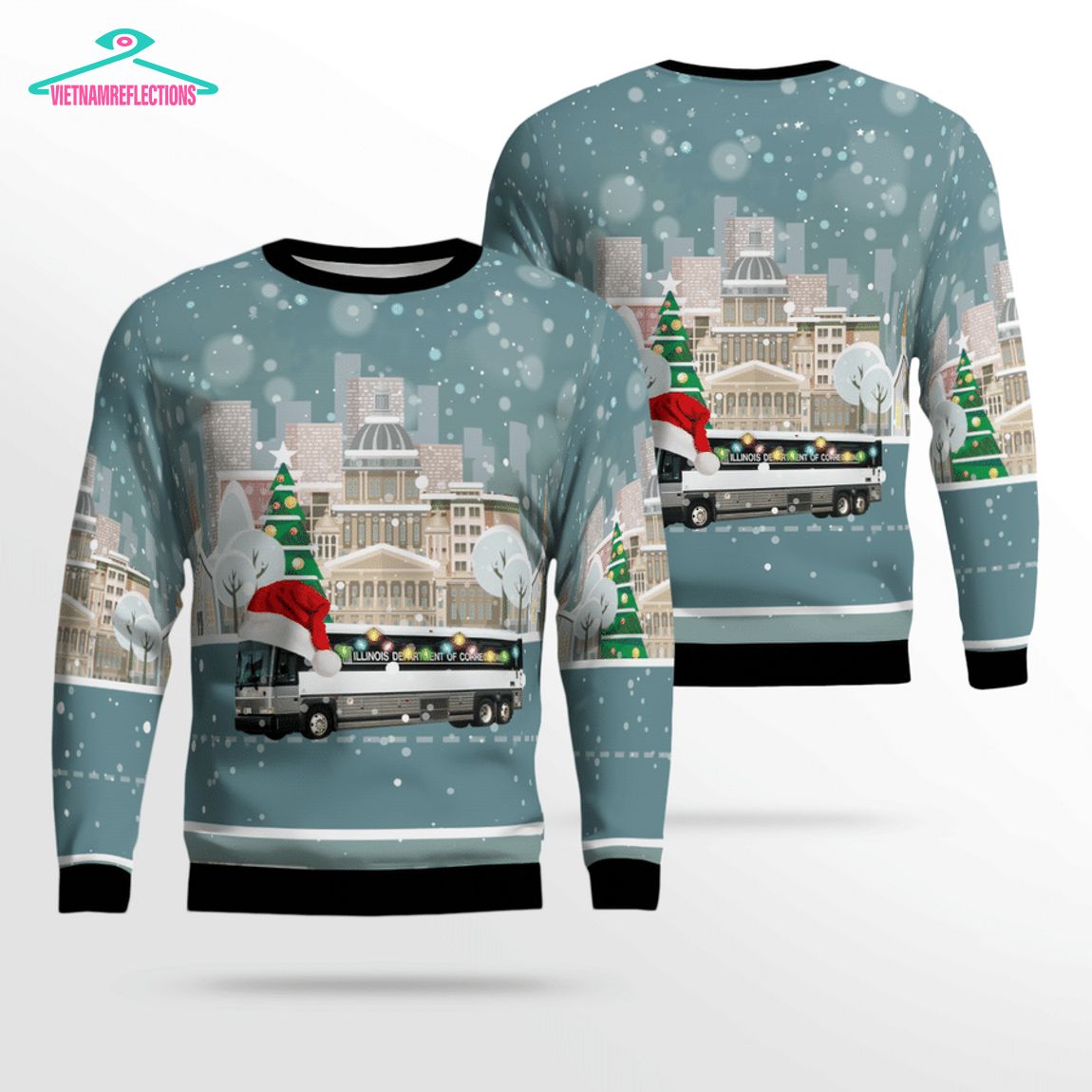 Illinois Department of Corrections Ver 3 3D Christmas Sweater - Rocking picture