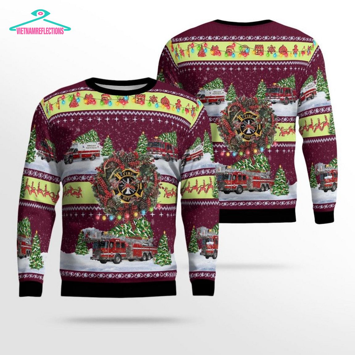 Illinois Wilmette Fire Department Station 26 Headquarters 3D Christmas Sweater