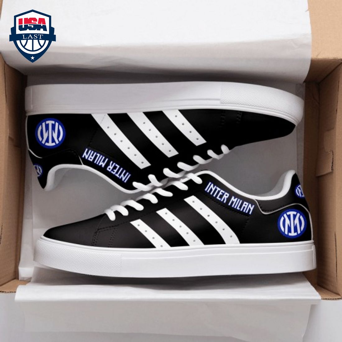 Inter Milan White Stripes Style 2 Stan Smith Low Top Shoes