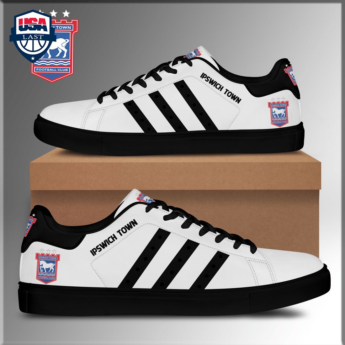 Ipswich Town FC Black Stripes Stan Smith Low Top Shoes