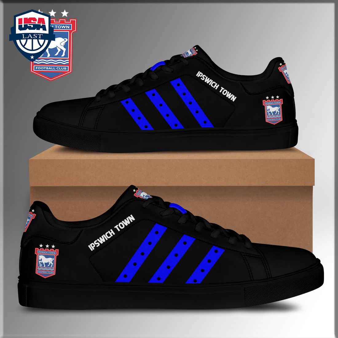 Ipswich Town FC Blue Stripes Style 1 Stan Smith Low Top Shoes