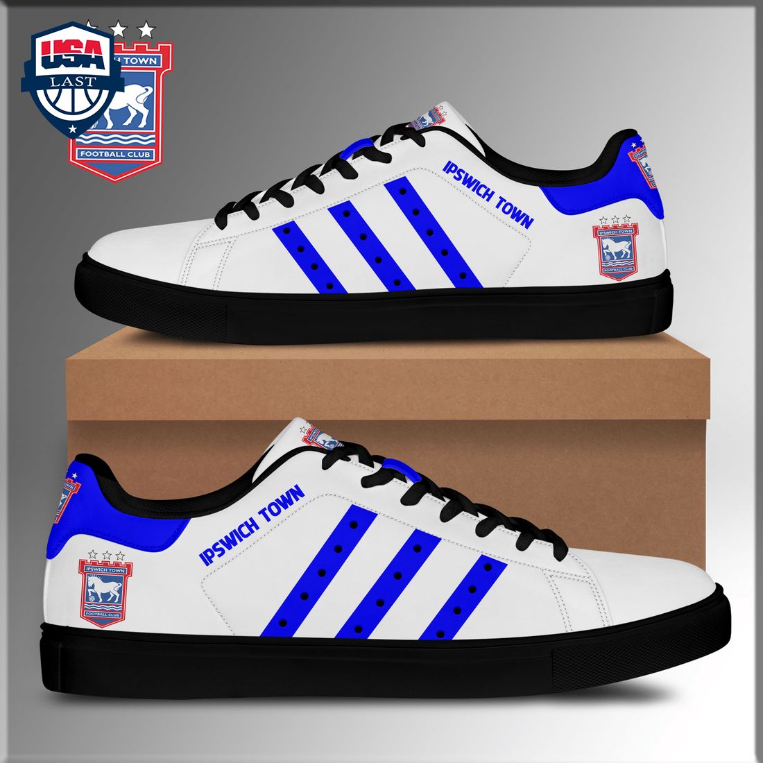 Ipswich Town FC Blue Stripes Style 2 Stan Smith Low Top Shoes