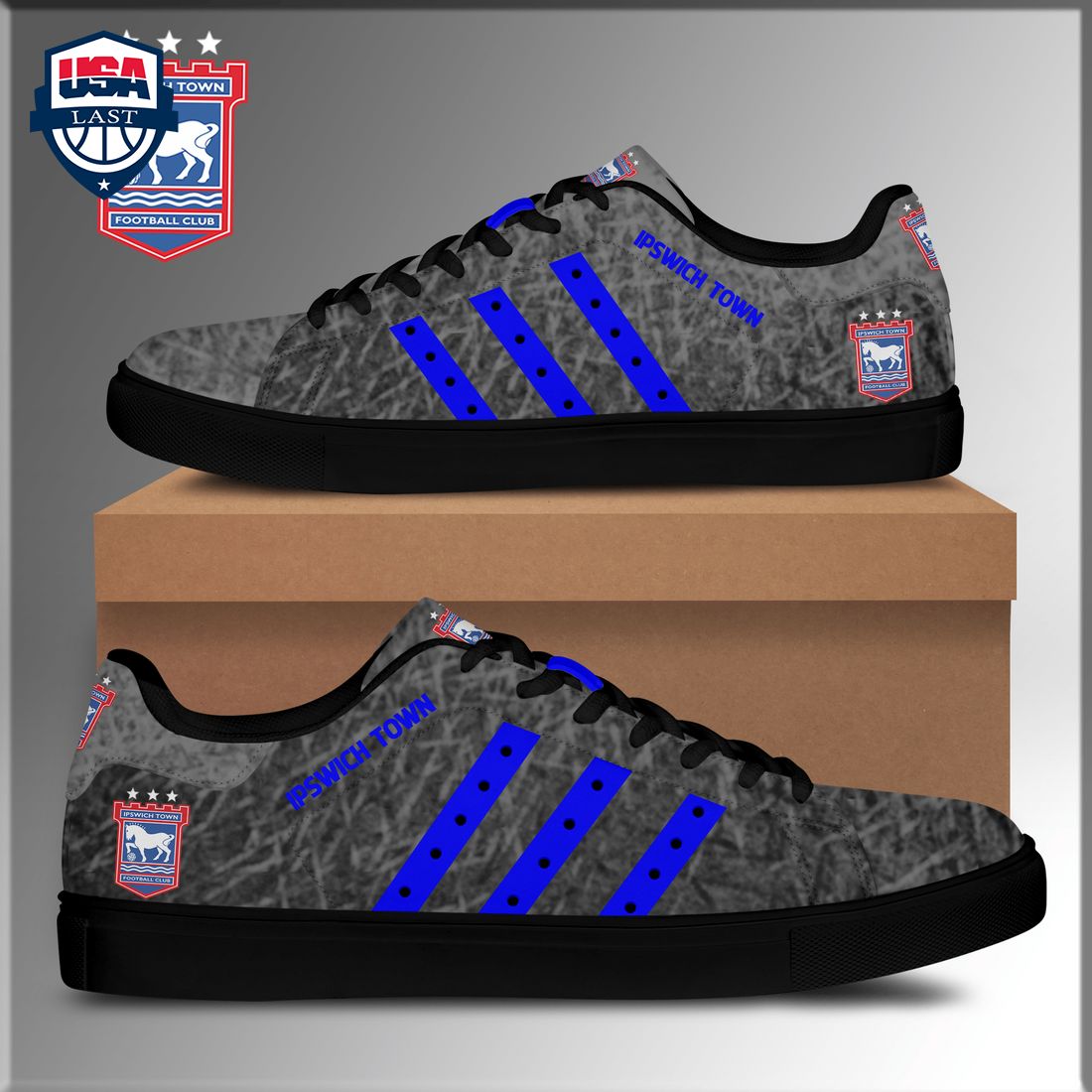 Ipswich Town FC Blue Stripes Style 3 Stan Smith Low Top Shoes