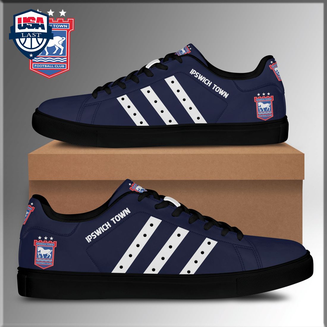 Ipswich Town FC White Stripes Style 1 Stan Smith Low Top Shoes
