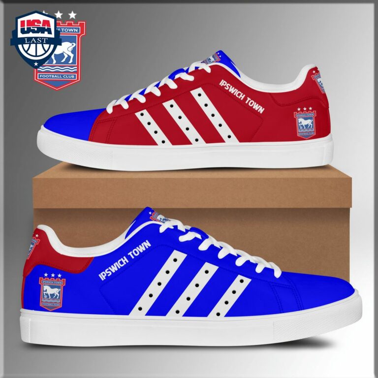 Ipswich Town FC White Stripes Style 4 Stan Smith Low Top Shoes - Nice Pic
